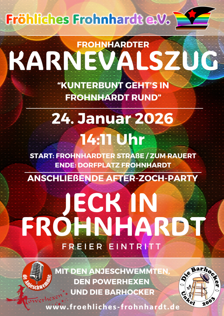 Karnevalszug und After-Zooch-Party „Jeck in Frohnhardt“