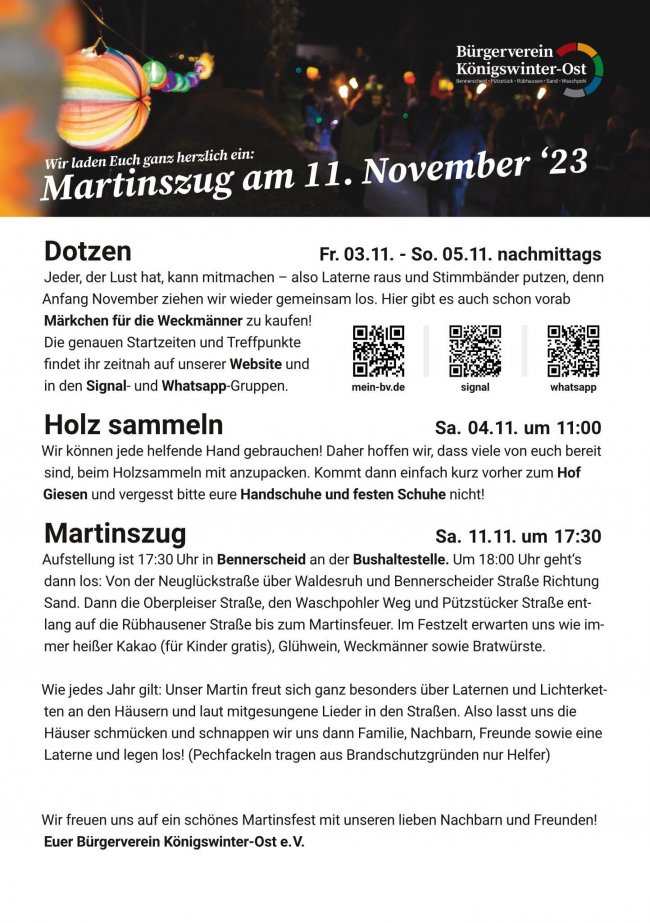 Einladung Martinszug Königswinter Ost